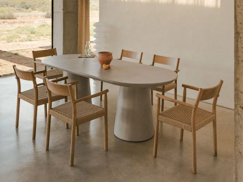 Ovalus cementinis pietų stalas 220x95 cm Noemi
