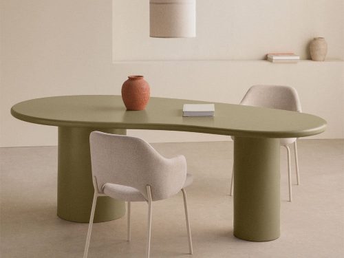 Ovalus valgomojo stalas Billie iš MDF 220x115 cm olive