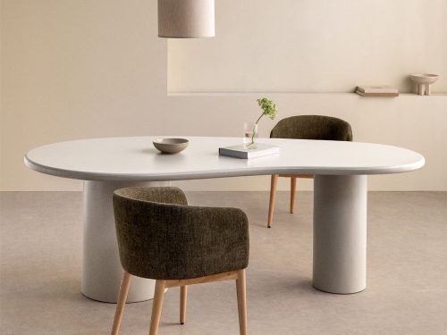 Ovalus valgomojo stalas Billie iš MDF 220x115 cm Baltas