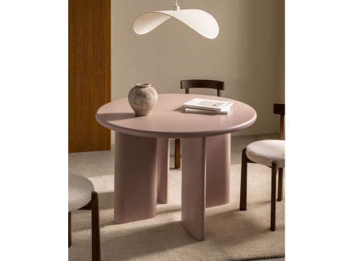 Apvalus MDF valgomojo stalas Margot (Ø120 cm) Rožinis Morganitas
