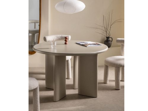 Valgomojo stalas Margot | Ø120 cm MDF smėlio spalvos