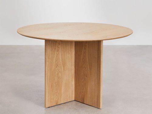 Apvalus valgomojo stalas iš MDF (Ø120 cm) Saonara šviesus medis