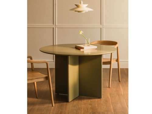 Apvalus valgomojo stalas iš MDF (Ø120 cm) Saonara olive