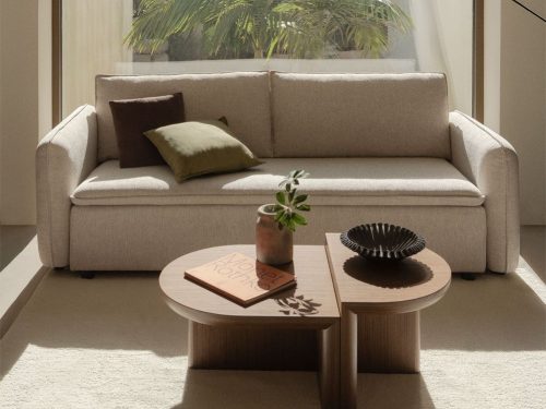 Drovi 3-vietė sofa-lova iš bouclé audinio