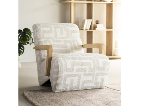 Fotelis Olek smėlio sp. raštuotas audinys (beige)