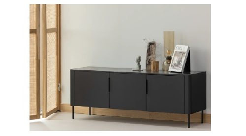 Gunnar tv spintelė 154 cm – matinė juoda pušis