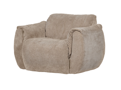 Sukamas fotelis BAGGY iš 3D šenilio / smėlio spalvos