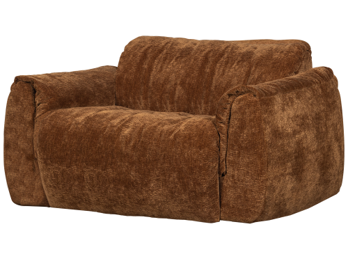 Didelis minkštas dvivietis sofa-fotelis BAGGY iš 3D šenilo, rudos spalvos