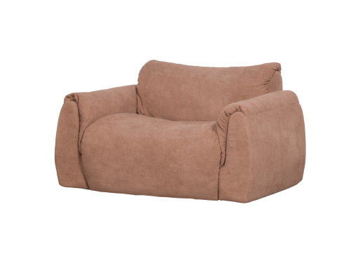 Didelis minkštas dvivietis sofa-fotelis BAGGY iš austo šenilo, "old pink" spalvos