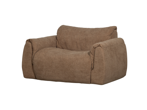 Didelis minkštas dvivietis sofa-fotelis BAGGY iš austo šenilo, rudos spalvos