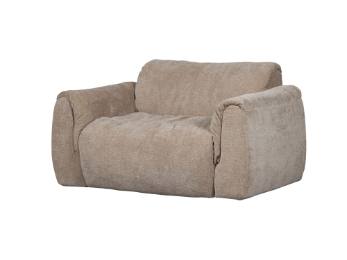 Didelis minkštas dvivietis sofa-fotelis BAGGY iš 3D šenilo, smėlio spalvos