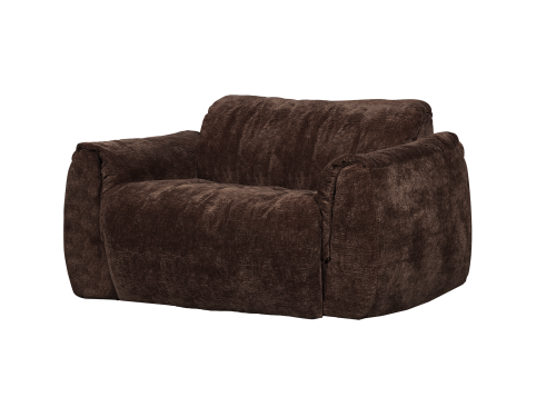 Didelis minkštas dvivietis sofa-fotelis BAGGY iš 3D šenilo, tamsiai rudos spalvos