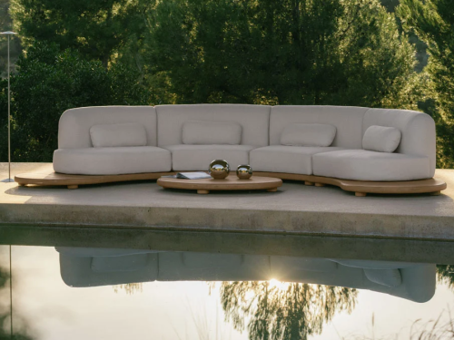 Gerard keturių dalių išlenkta modulinė sodo sofa iš akacijos medienos