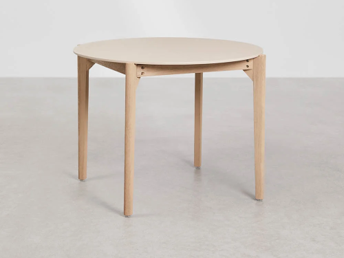 Stalas Xajul | 100 cm, cementas ir akacijos mediena / šviesi spalva