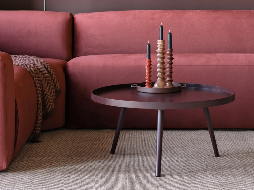 MESA  staliukas  XL 39 × Ø78 cm, medinis, bordo raudonas