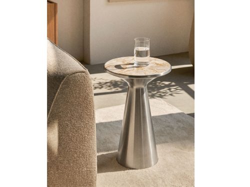 Šoninis staliukas SELMALIS | Ø30 cm, Mármol Beige Panther