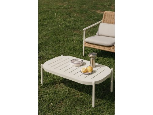 Lauko kavos staliukas DUROLI | 95×55 cm, ledynų balta