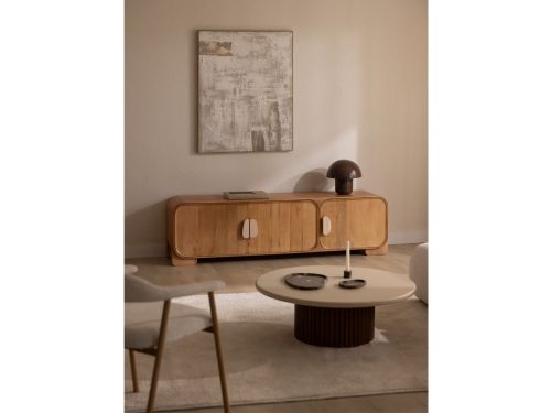 TV spintelė KIVALINA | 180×45 cm, mango mediena, travertinas